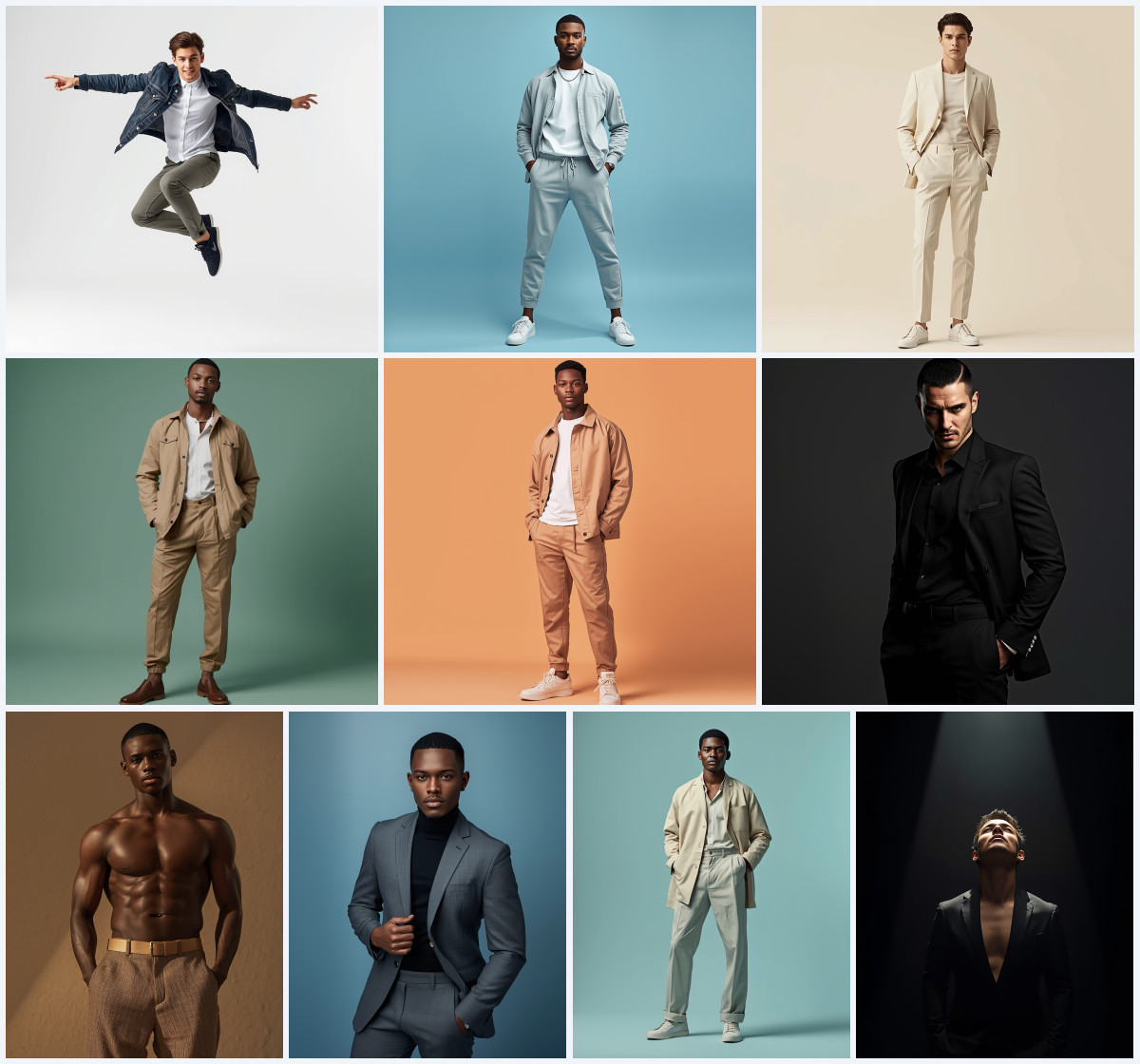 Top 10 Best New AI Prompts for Men Poses with Confident Attitude, Perfect Body Language and High-End Fashion Photography Style