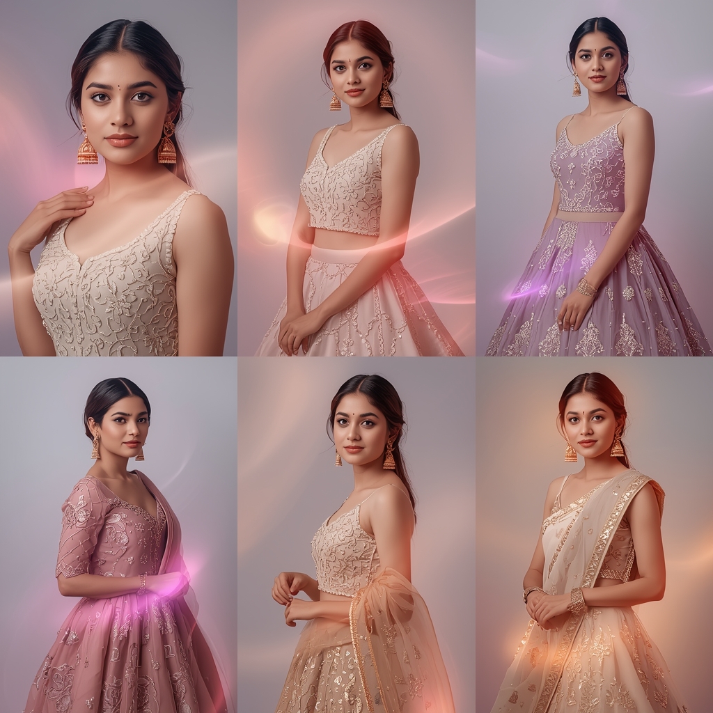 Aura Glow Indian Dress Collage Photo Prompt Festive Style | Wedding Ai Prompt