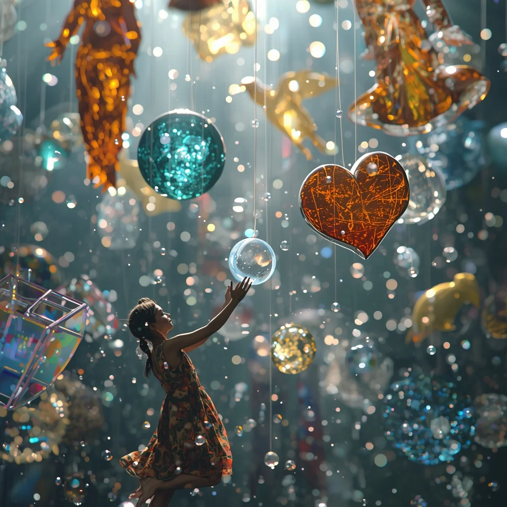 Creative AI Art Prompts Floating Glass Sculpture Garden | Prompt Chatgpt