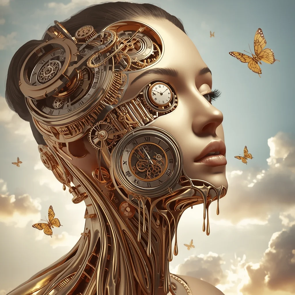 Creative AI Art Prompts Surreal Melting Clock Portrait | Ai Gemini