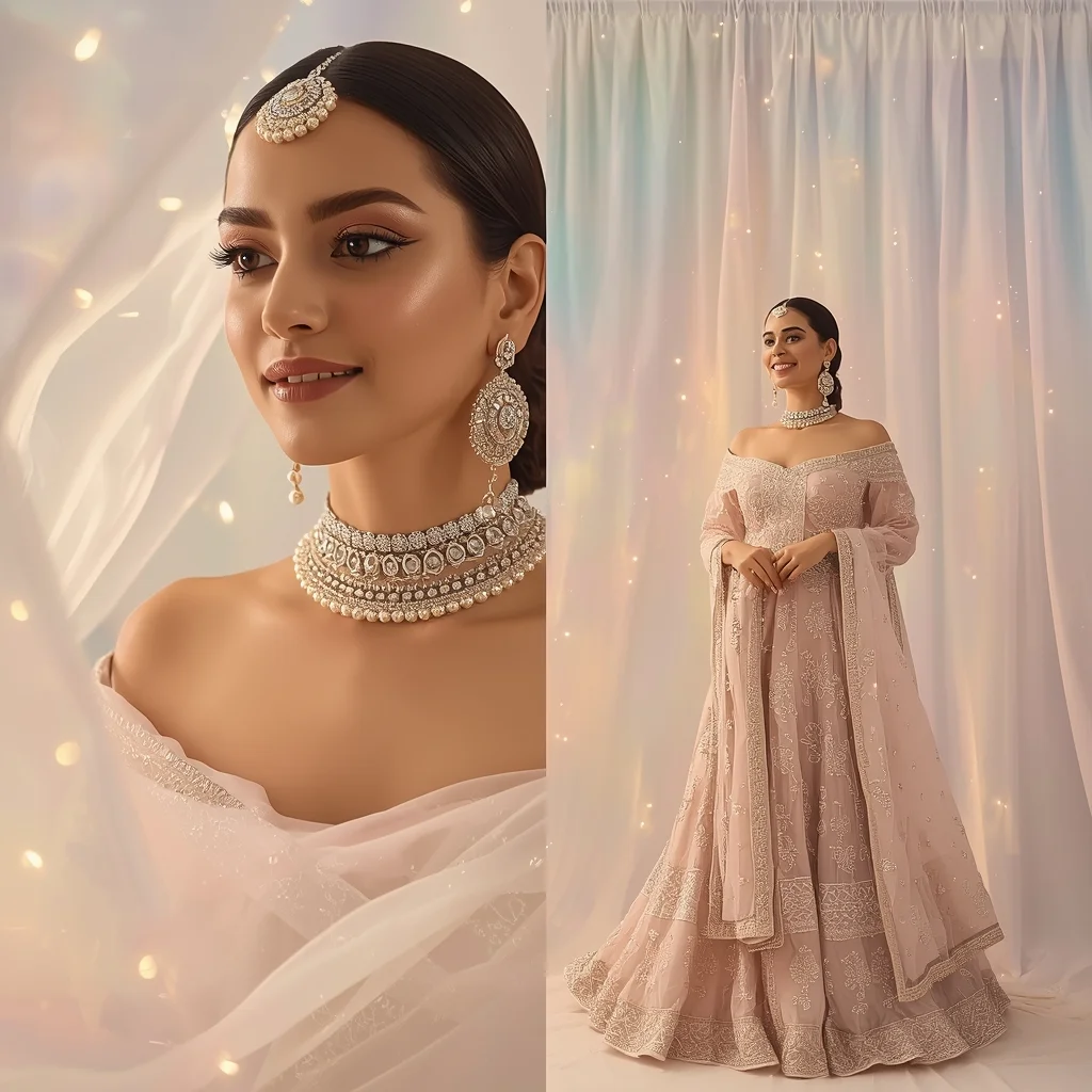 Elegant Pastel Off Shoulder Gown Western Traditional Composition | Prompt Gemini Ai