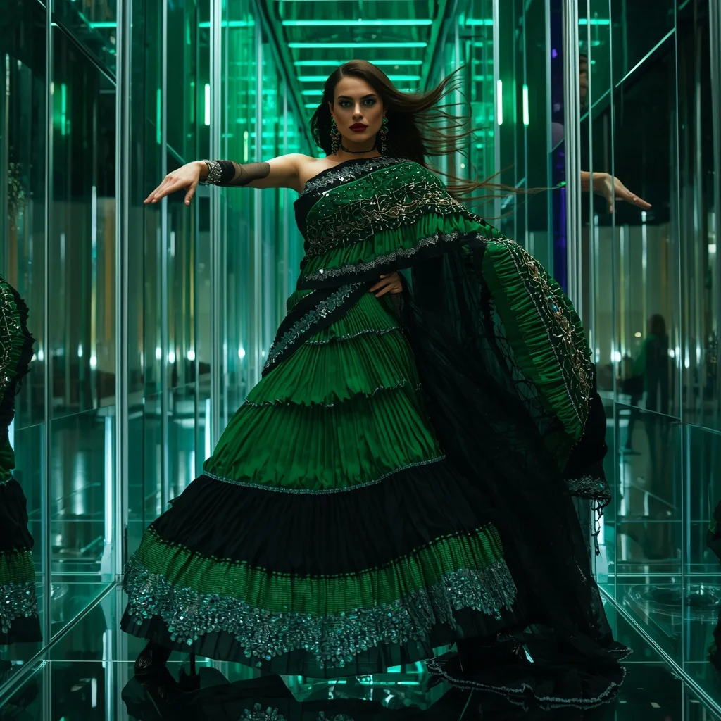 Emerald Eclipse Thunder Saree with Prism Infinity Palace | Best Ai Prompt 2026