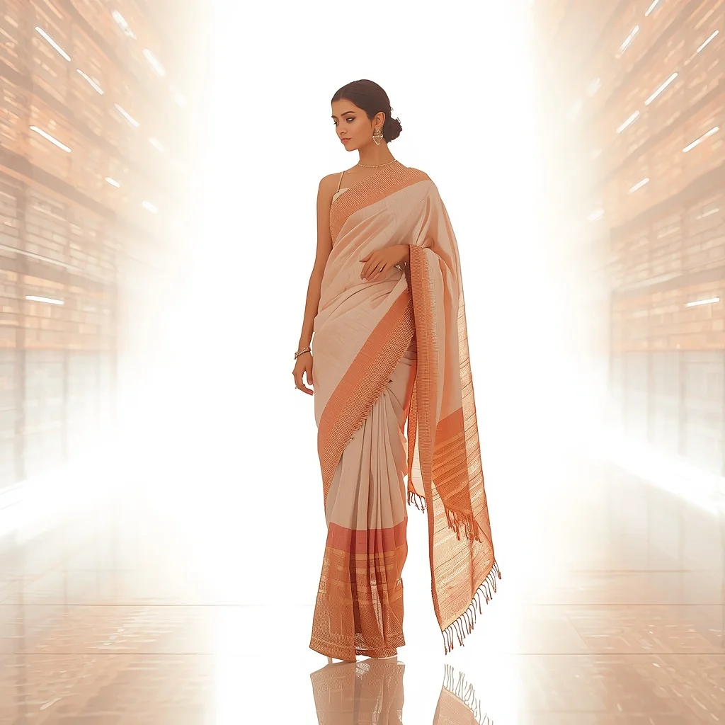 Festival Fancy Saree Carbon Fiber and Silk Weave | Aesthetic Saree Ai Prompt