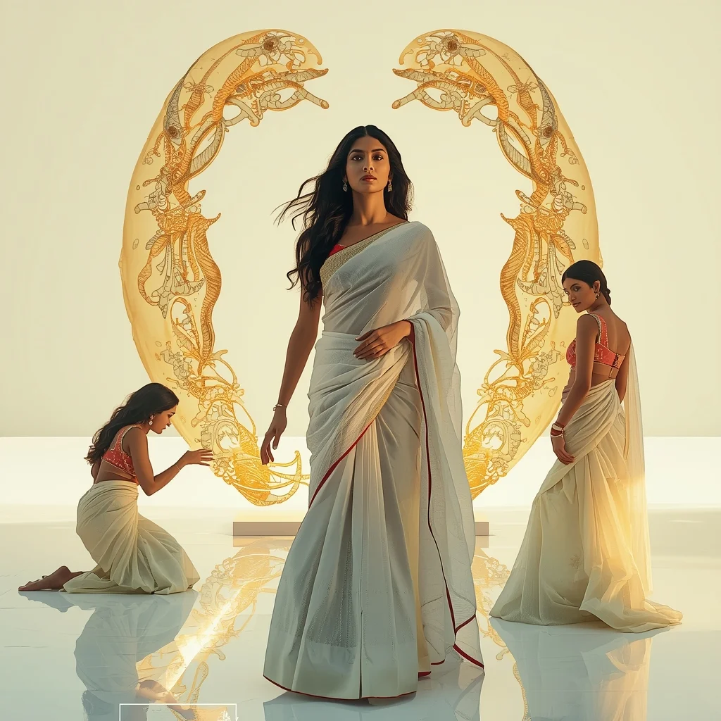Festival Fancy Saree Corset-Drape Liquid Polymer | Gemini Ai Saree Prompt