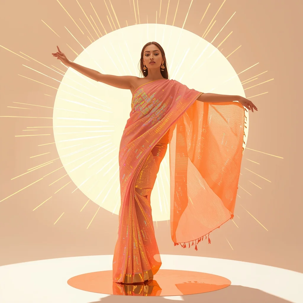Festival Fancy Saree Holographic Pulse-Weave Velvet | Prompt Gemini Saree