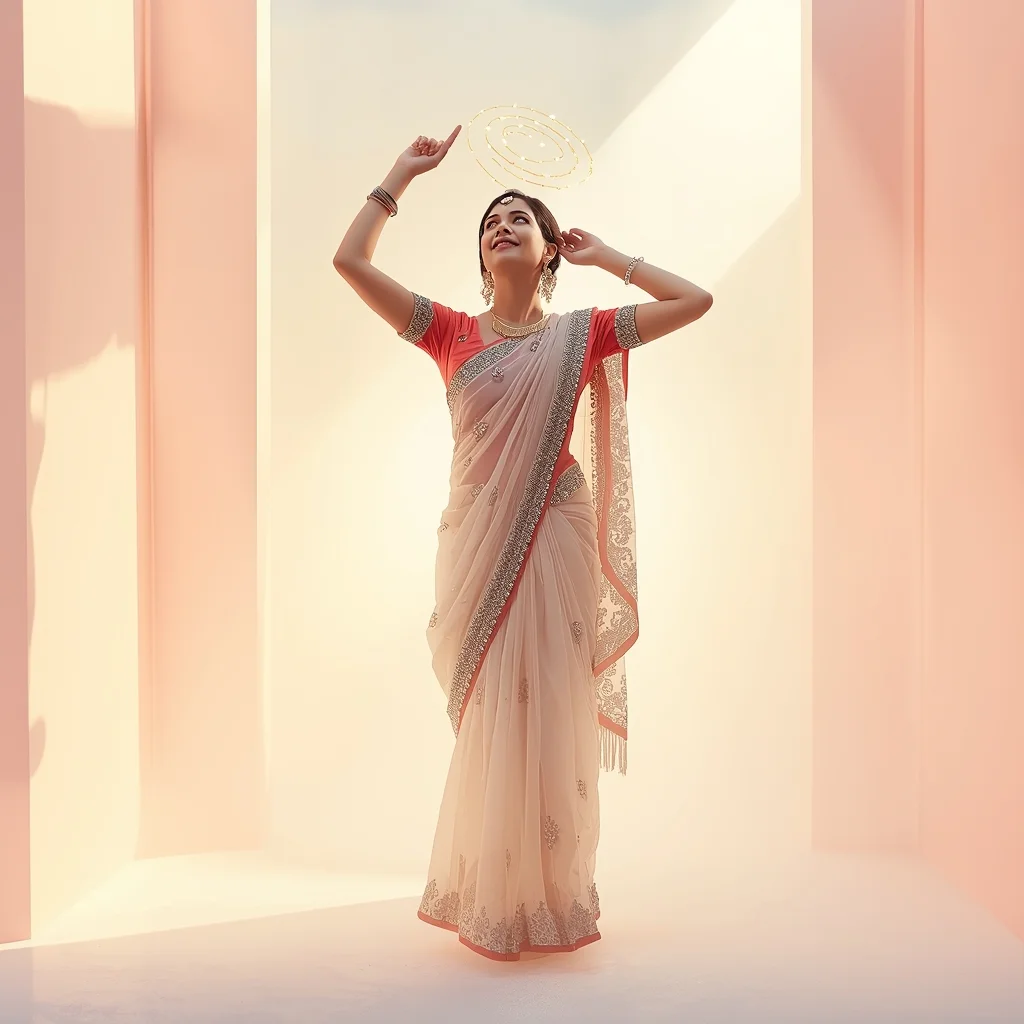 Festival Fancy Saree Sound-Reactive LED Threadwork | Bridal Saree Ai Prompt For Instagram Reel