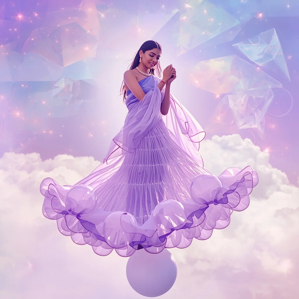 Festive Fancy Saree Sculptural Inflatable Bubble Hem | Saree Prompt For Girls