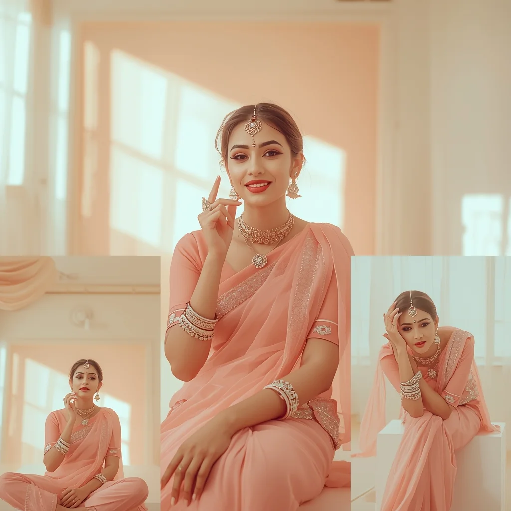 Festive Pastel Saree Cinematic Glow Instagram Style | Saree Aesthetic Ai Prompt For Pinterest
