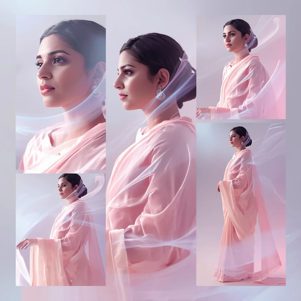 Festive Pastel Saree Digital Wave Flow Collage | Indian Girl Soft Data Motion Aesthetic Cinematic Viral Prompt | Saree Prompt Generator