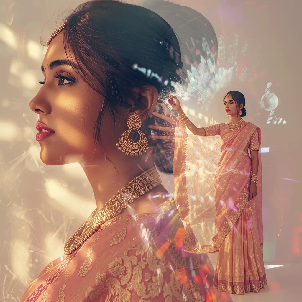 Festive Pastel Saree Eternal Transformation Loop Collage | Endless Becoming Luxury Prompt | Saree Prompt For Women