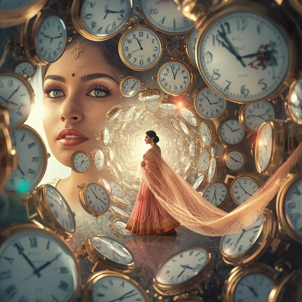 Festive Pastel Saree Floating Time Clock Spiral Collage | Infinity Loop Prompt | Saree Reel Ai Prompt