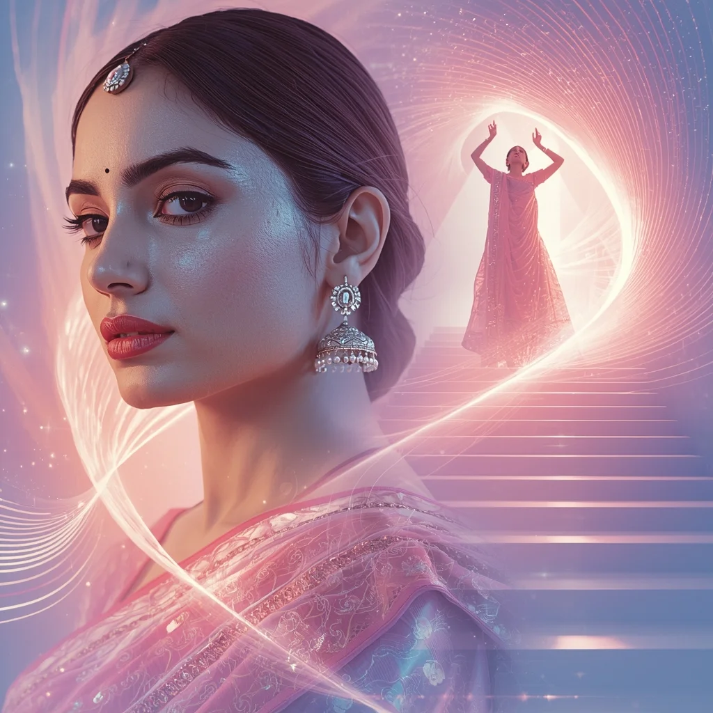 Festive Pastel Saree Holographic Quantum Veil Ripple Core Collage | Supreme Dynamic Prompt | Saree Profile Pic Ai Prompt