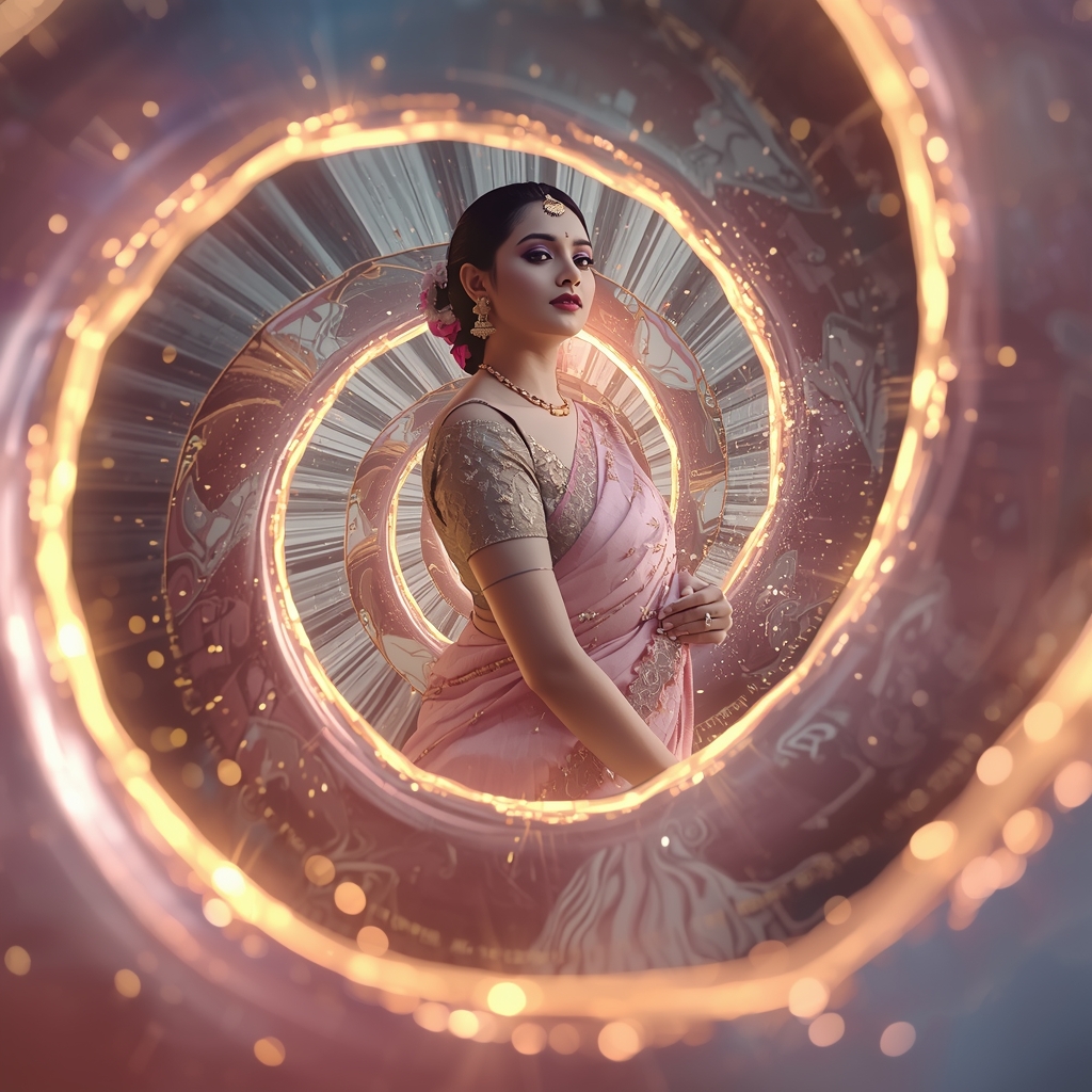 Festive Pastel Saree Hyper-Cinematic Golden Ratio Fractal Collage Luxury Cinematic | Saree Whatsapp Dp Ai Prompt