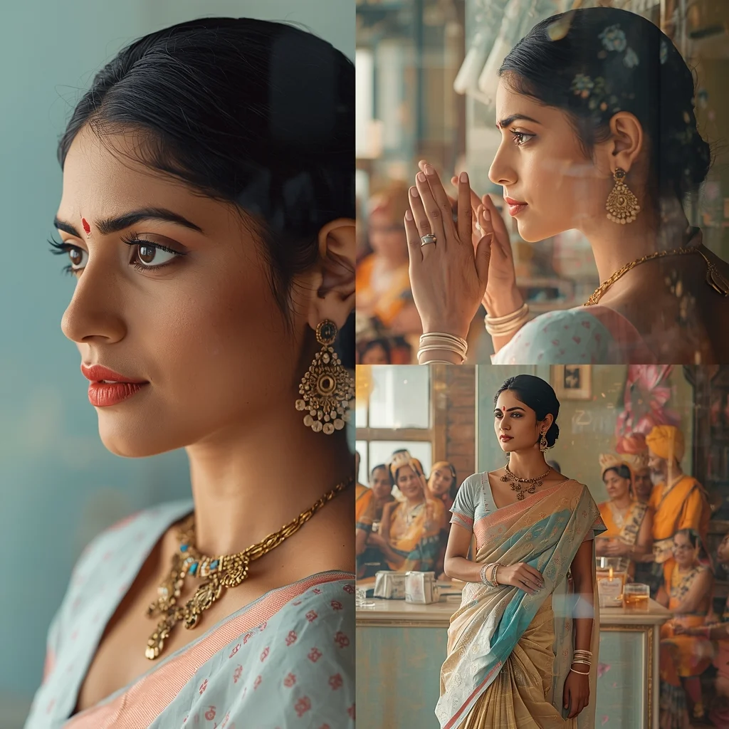 Festive Pastel Saree Infinite Interpretation Rewrite Collage | Meaning Evolution Luxury Prompt | Saree Ai Prompt Copy Paste For Gemini