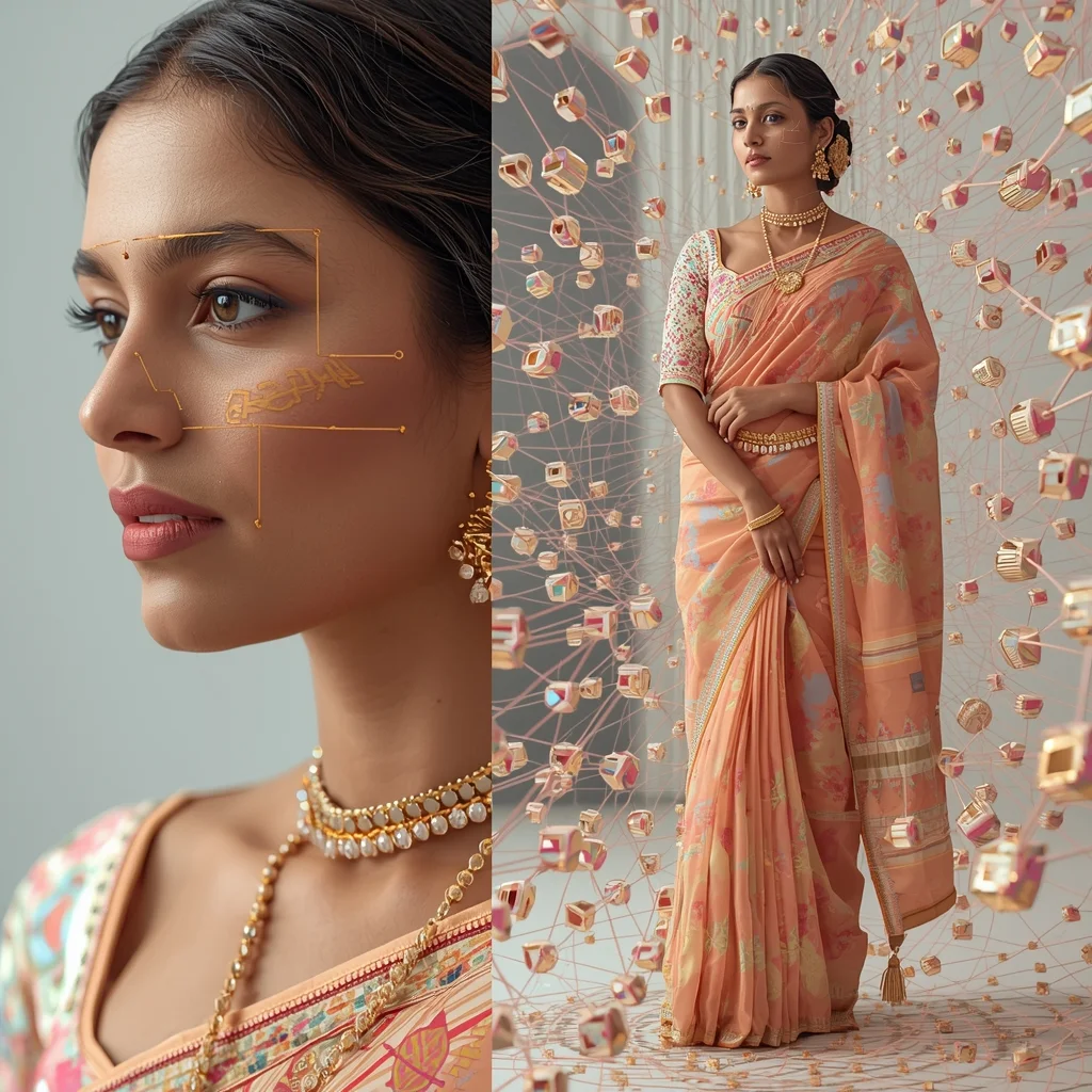 Festive Pastel Saree Infinite Rule Creation Cascade Collage | Law Generation Luxury Prompt | Bridal Saree Ai Prompt