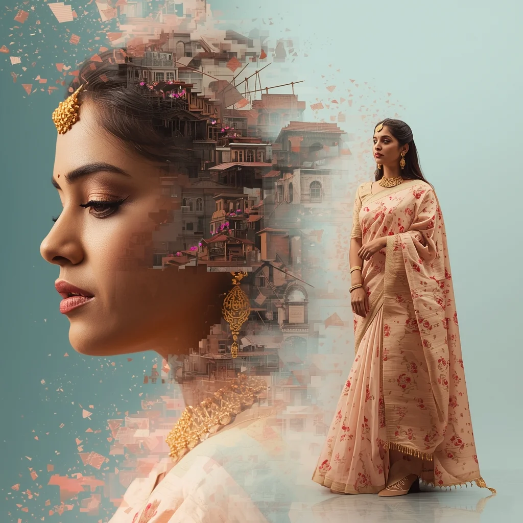 Festive Pastel Saree Infinite System Collapse and Rebuild Collage | Cycle Engine Luxury Prompt | Saree Whatsapp Dp Ai Prompt