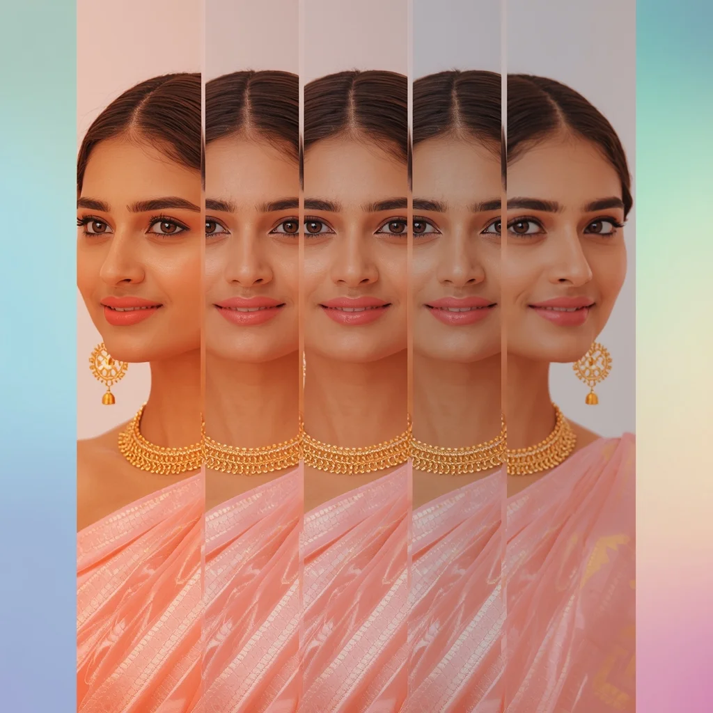 Festive Pastel Saree Mirror Slice Frame Collage Artistic Cinematic | Saree Prompt Copy Paste