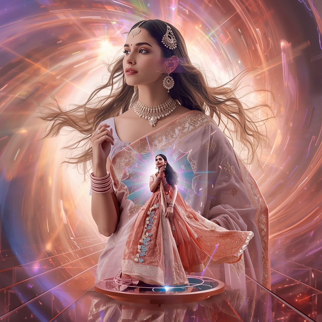 Festive Pastel Saree Nova Flux Prism Nebula Vortex Collage | Supreme Luminal Prompt | Ai Gemini Saree Prompt