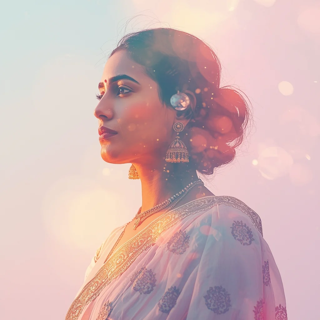 Festive Pastel Saree Poetic Double Exposure Dream Loop Collage | Artistic Reflection Prompt | Saree Ai Prompt Copy Paste For Gemini
