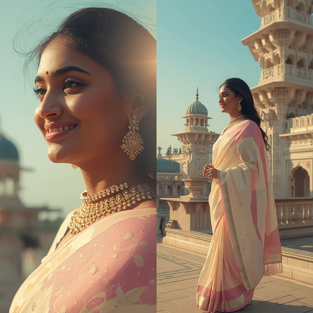 Festive Pastel Saree Self-Replacing Reality Collage | Continuous Renewal Luxury Prompt | Gemini Ai Saree Photo