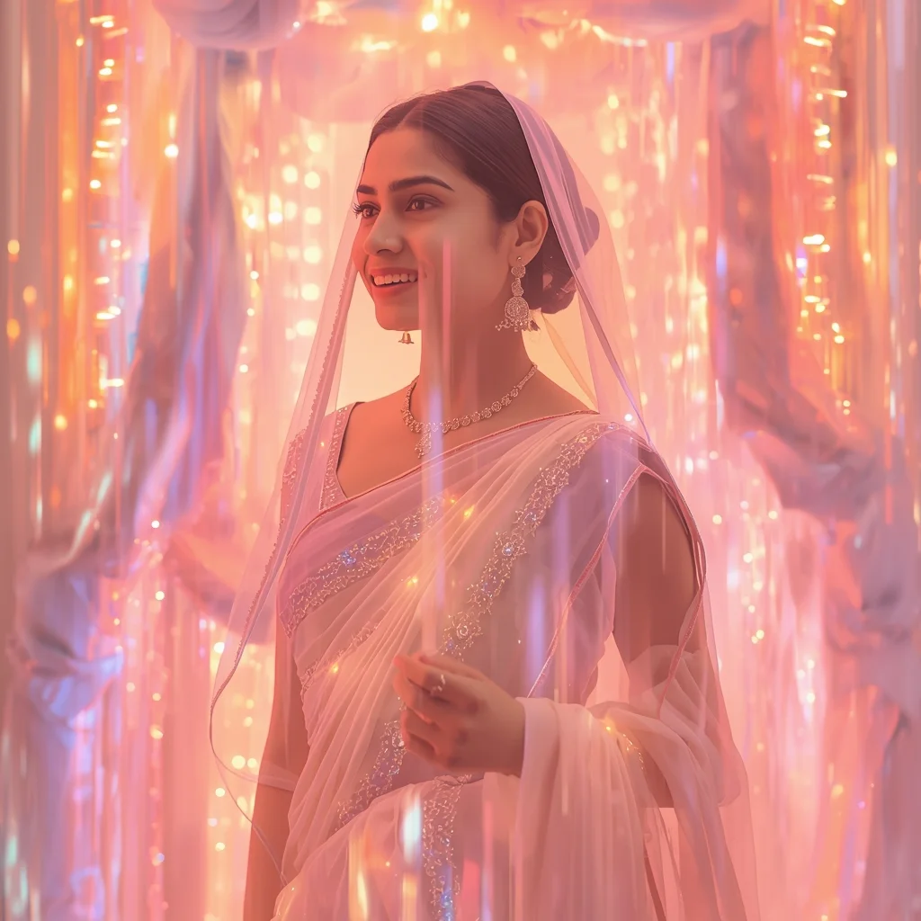Festive Pastel Saree Soft Glow Cascade Wave Collage Premium Cinematic | New Photo Trend On Instagram Prompt