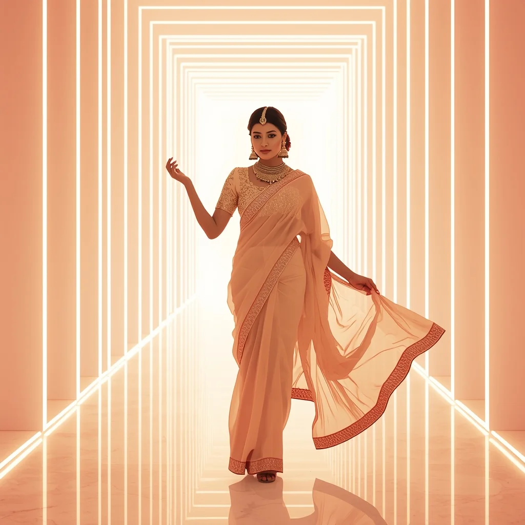 Festive Pastel Saree Ultra Glow Aesthetic 4K Light | Indian Bride Saree Ai Prompt