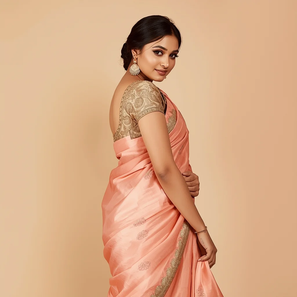 Festive Saree Girl Soft Waist Bend Turn Elegant Pose | Instagram Viral Photo Prompt
