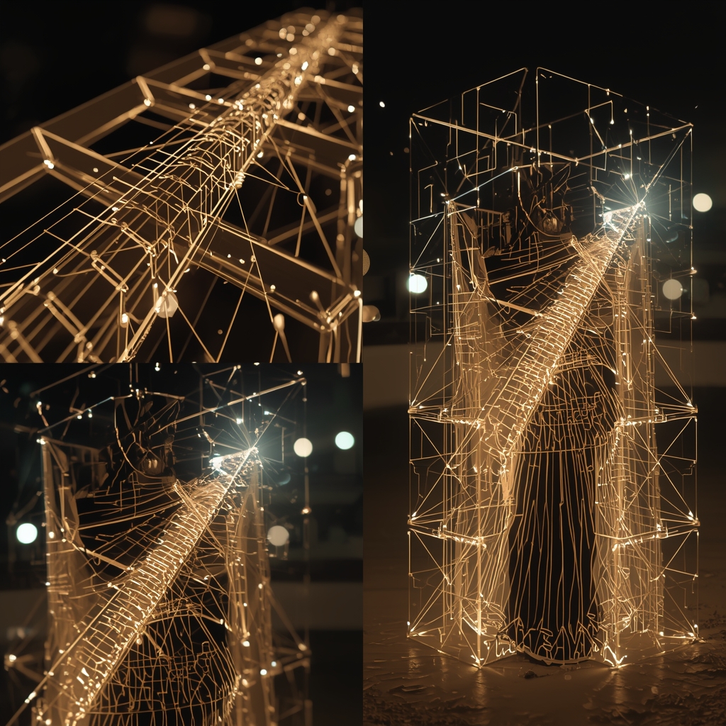 Festive Saree Light Beam Structure Architecture Collage | Futuristic Design Prompt | Saree Ai Prompt Copy Paste For Gemini