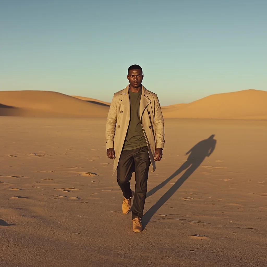 Full Body Desert Lone Walker Pose with Silent Strength Energy | Nano Banana