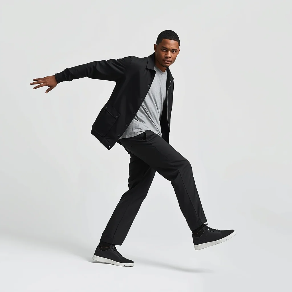 Full Body Hand Drop Forward Swing Pose with Dynamic Masculine Rhythm