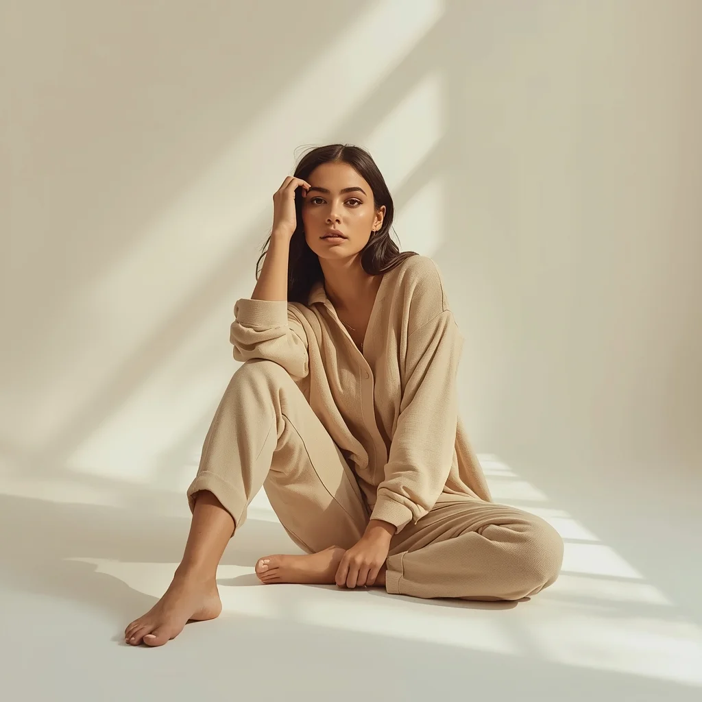 Full Body Ivory Background Lifestyle Pose with Soft Natural Glow | Creative Ai Prompt