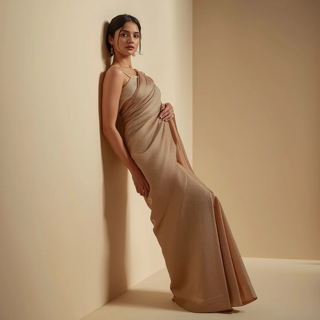 Full Body Minimal Studio Saree Lean Pose with Clean Composition | Instagram Story Ai Prompt