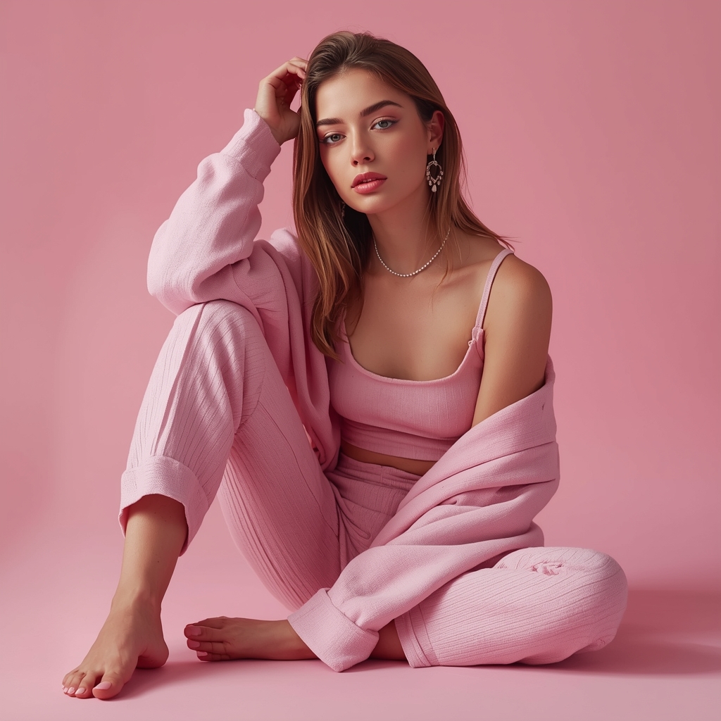 Full Body Pastel Pink Studio Pose with Soft Glow and Influencer Aesthetic | Lighting Ai Prompt