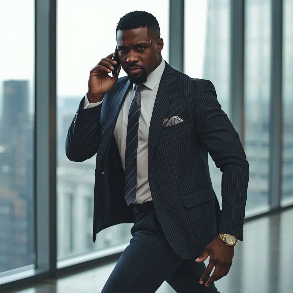 Full Body Phone Call Pacing Pose with High-Stakes Business Energy | Fitness Model Ai Prompt