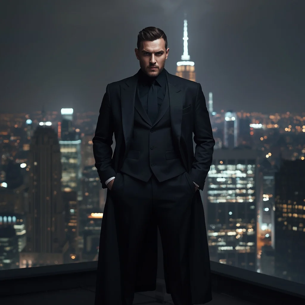 Full Body Rooftop Skyline Dominance Pose with Dark Sigma Authority | Instagram Viral Photo Ai Prompt