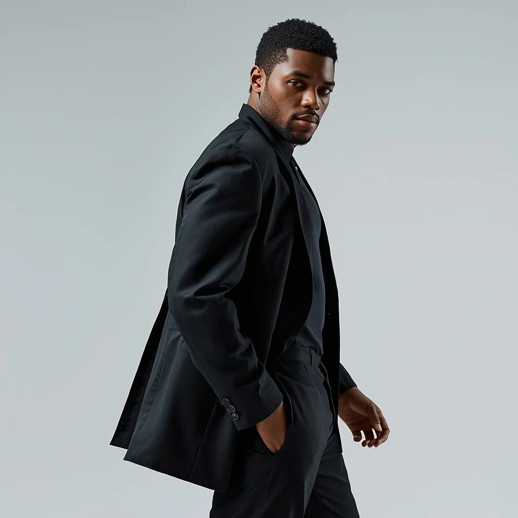 Full Body Slight Back Lean Eye Contact Pose with Confident Masculine Energy