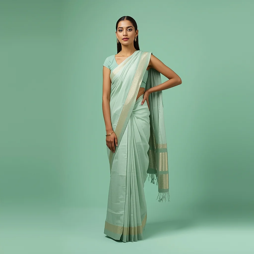 Full Body Soft Mint Studio Saree Pose with Fresh Influencer Aesthetic | 3d Animation Ai Prompt