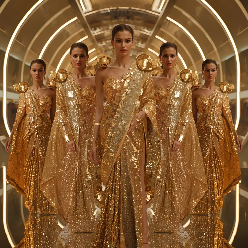 Golden Mirror Quantum Hyperverse Saree with Four Hundred Fashion Frames and Holographic Infinity Eternal Hypercosmos | Gemini Photo Prompt
