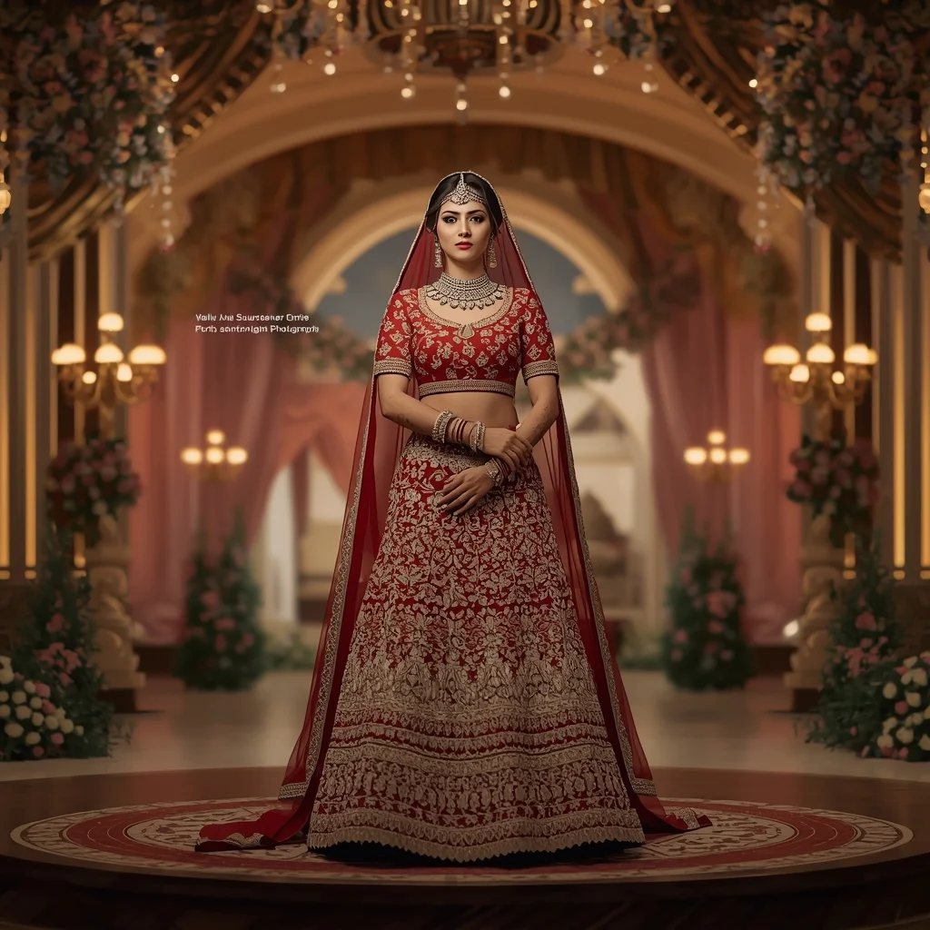 Grand Wedding Stage Portrait with Rich Decor and Royal Styling | Nature Image Prompts