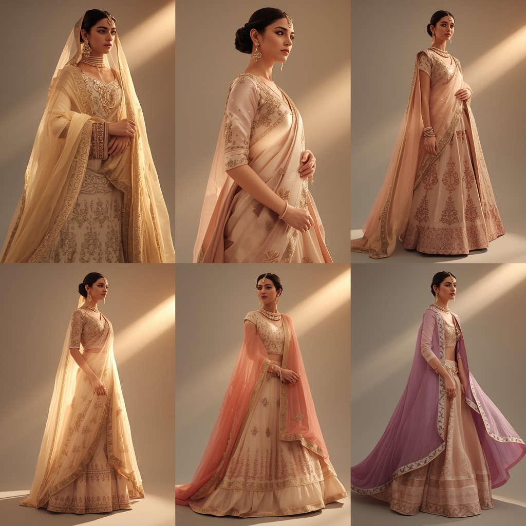 Light Beam Indian Dress Collage Image Prompt Festive Fashion | Saree Prompt