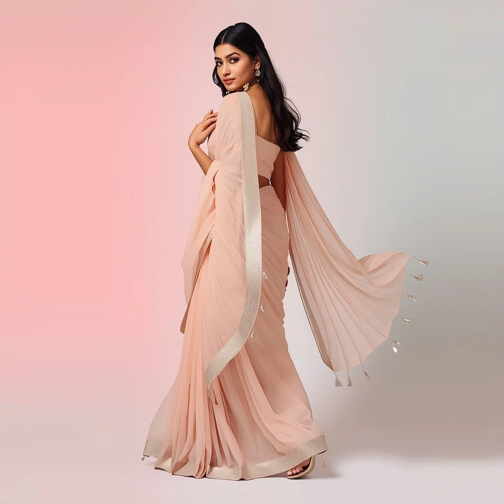 Modern Saree Girl Side Walk Head Turn Elegant Pose | Influencer Ai Prompt
