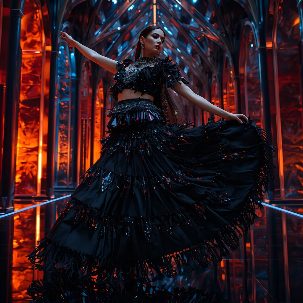 Obsidian Prism Storm Saree with RGB Infinity Cathedral | Best Ai Prompt 2026