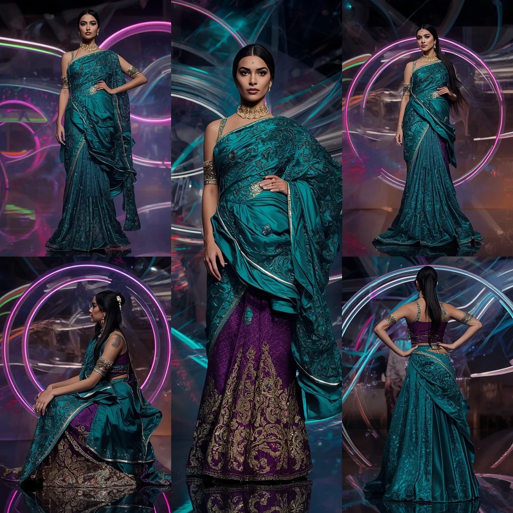 Peacock Thunder Queen Saree with Floating Prism Rings | Viral Instagram Ai Prompt