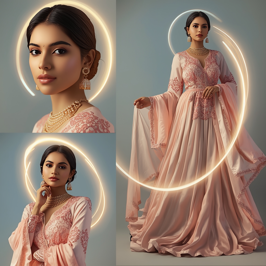 Royal Pastel Sleeve Gown Western Traditional Luxury Composition | Instagram Carousel Ai Prompt