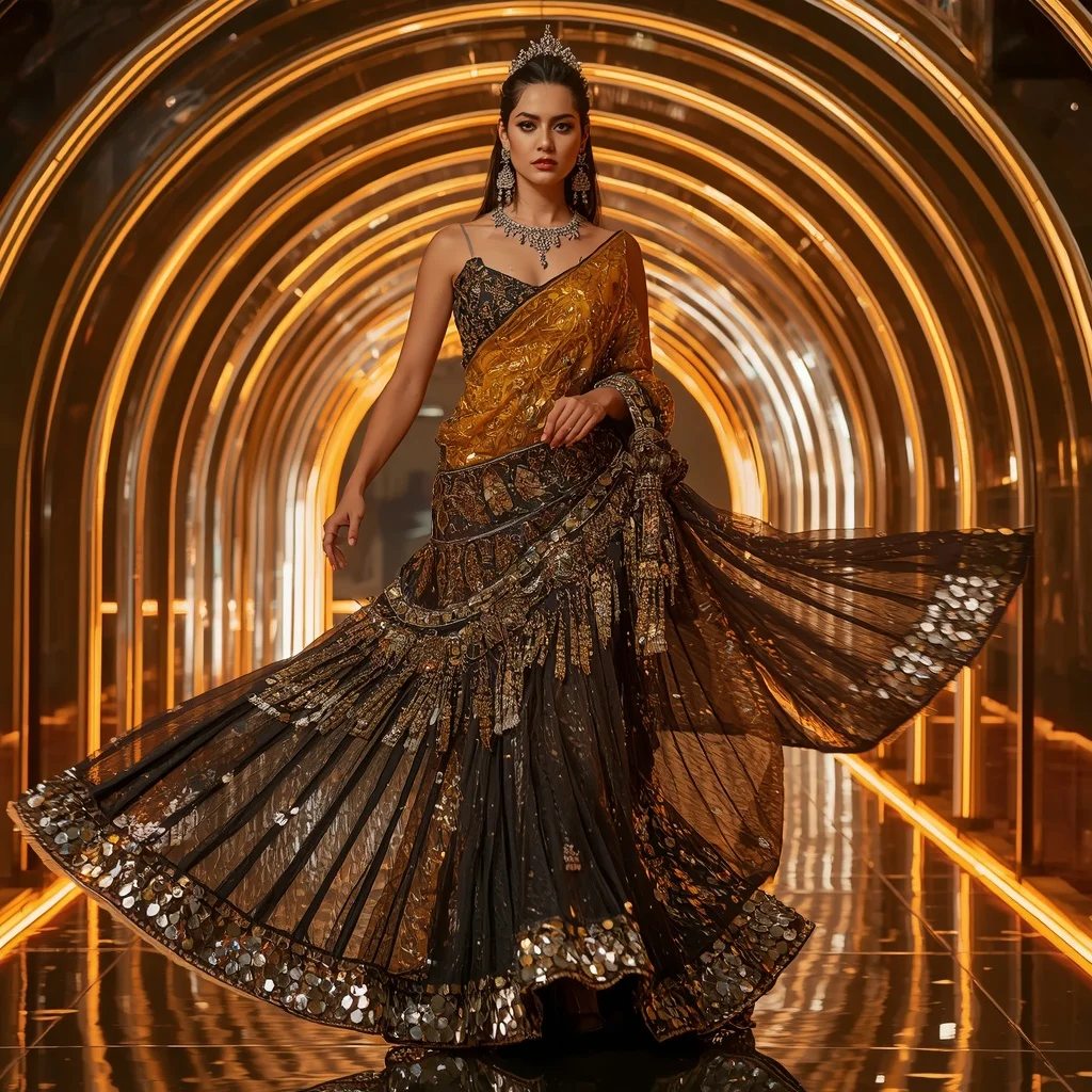 Solar Eclipse Prism Saree with Infinity Arc Kingdom | Best Ai Prompt 2026