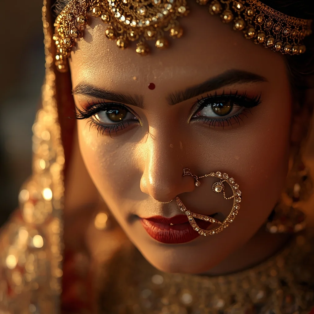 Traditional Bridal Close-Up Portrait with Golden Glow 16K HDR | Viral Ai Prompts You Must Try