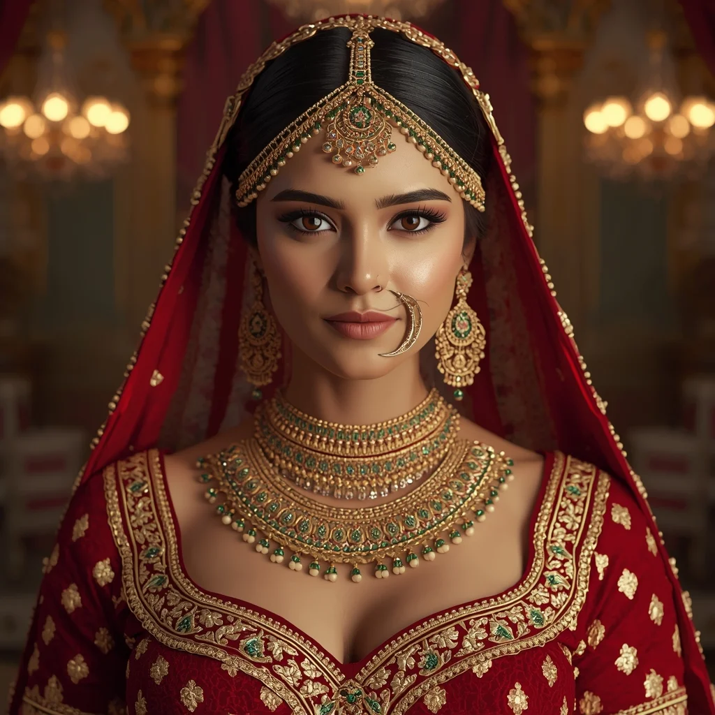 Ultra Realistic Royal Indian Bride Portrait in 16K Cinematic Lighting | Lighting Prompt Ideas