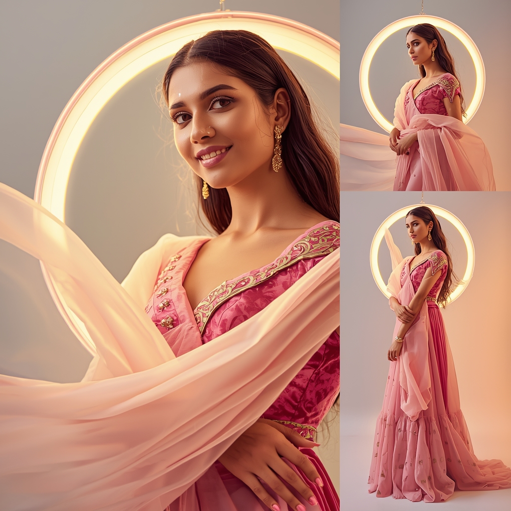 Velvet Pastel Wrap Gown Western Traditional Luxury Composition | Gemini Photo Prompt