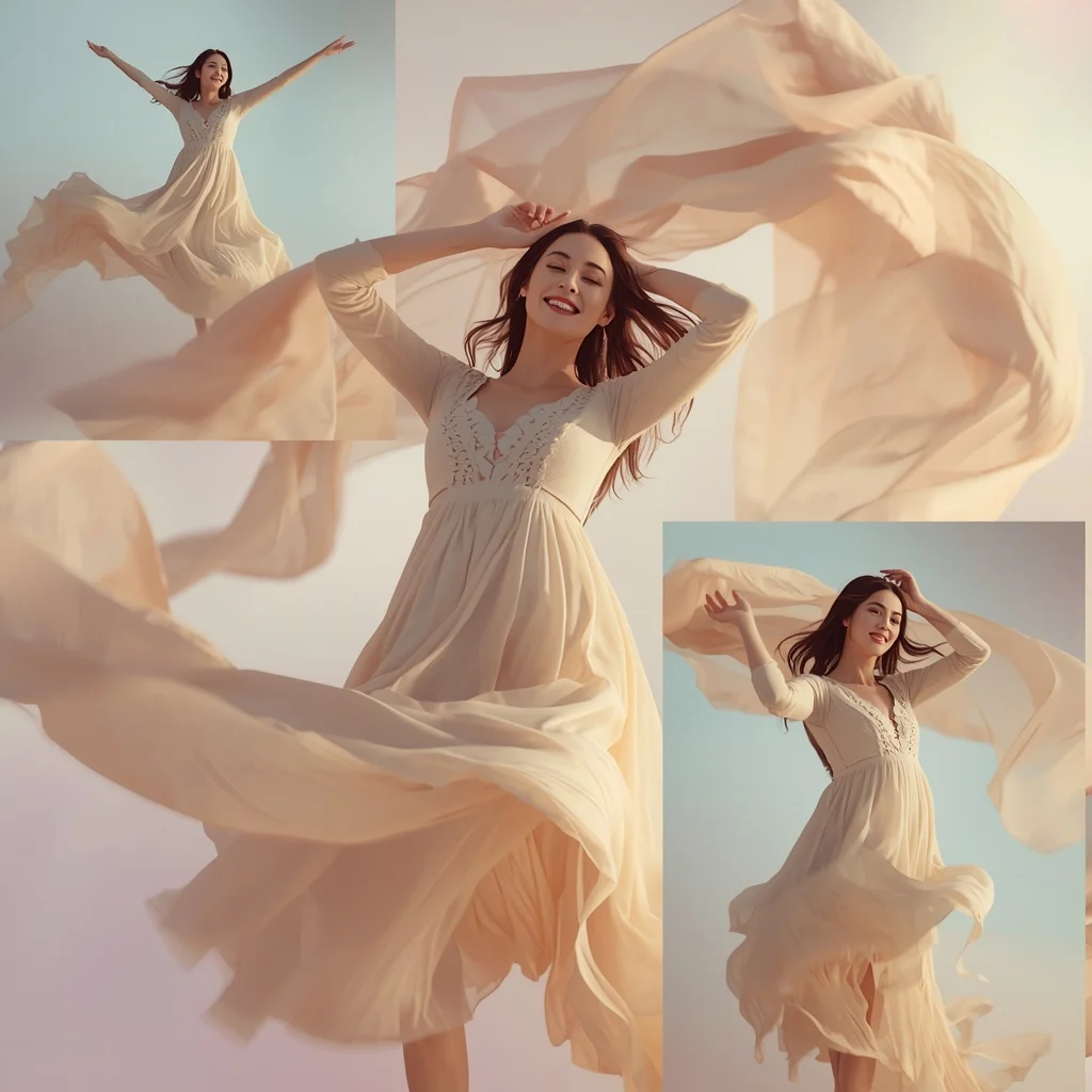 Western Dress Soft Glow Fabric Motion Collage Dream Cinematic | Gemini Ai Prompt